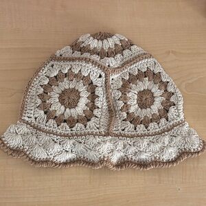 Forever 21 Crochet Bucket Hat with Floral Pattern